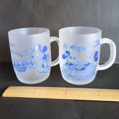 ミッキー ミニー ガラス製マグカップ 2個セット