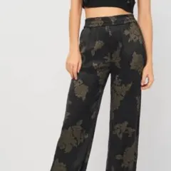 ZARA ハイウエスト プリントパラッツォトラウザー ワイドレッグパンツ XS