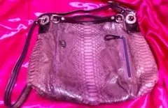 美品 高級 ダイヤモンドパイソン 本物 蛇革 2way パイソン JRA 番号付