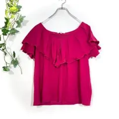 NATURAL BEAUTY BASIC 紫紅色荷葉邊剪裁上衣
