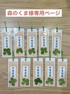 森のくま様専用ページ　ハンドメイド　四葉のクローバー押し花しおり　10枚
