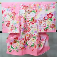 お宮参り 産着 のしめ 女児 正絹 ピンク 綸子地 金刺繍 祝着 初着 一つ身