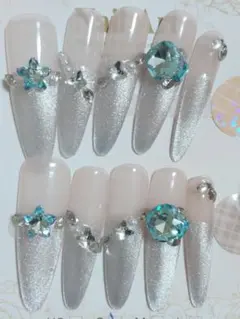 B6シルバーラメネイルチップ10個セットSサイズ