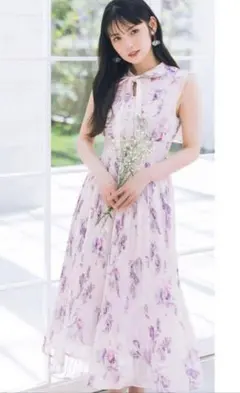 リボン付きウエストシャーリングフラワー　ワンピースtocco closet