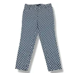 美品 ダーマコレクション 総柄 コットンシルク パンツ ネイビー×白 M相当