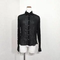 COMME ÇA DU MODE　シアー×スパンコール　長袖シャツ　ブラック　9