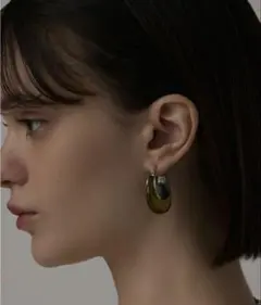 シルバー クリスタル フープピアス　CENE