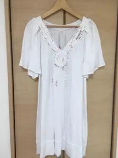 スナオクワハラ　レースワンピ　刺繍ワンピース　ロングTシャツ　ロンT