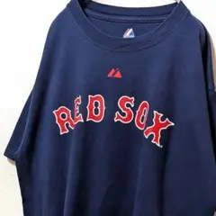 マジェスティックMLBレッドソックス15ペドロイア Tシャツネイビー紺色L古着