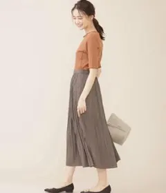 ナノユニバース　プリーツロングスカート　Mサイズ　ブラウン　茶