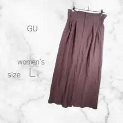 【ジーユー】 ハイウエストタックワイドスカートロング丈（L）