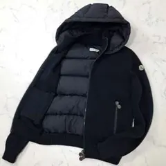 美品★正規品 MONCLER ダウン ニット 切り替え フード ワッペン S