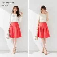 美品 Bon mercerie タックスカート ひざ丈　38 M ピンク 日本製のサムネイル