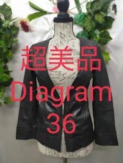 超美品 ダイアグラム ノーカラーレザージャケット 36 シープレザー