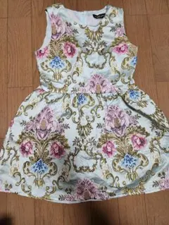 フラワーパターン ノースリーブミニワンピース