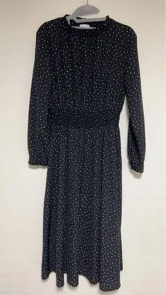 ドット　ワンピース　ブラック　黒　水玉
