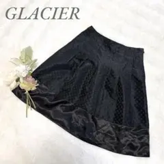 グラシア◆フレアスカート(M)黒 ドット柄 サテン調 上品 華やか 大人可愛い