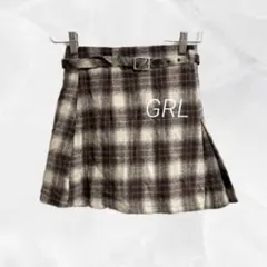 a1755 新品タグ付★GRLインパン&ベルト付チェック柄プリーツミニスカート