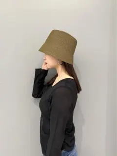 レイビームスストローバケットハットストローハットバケハ麦わら帽子