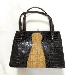 クロコダイル　ハンドバッグ　ブラウン