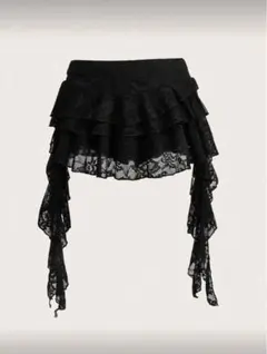 ブラックレースフリルミニスカート