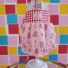ハンドメイド♡犬服 りんご飴のメッシュ生地バルーンキャミワンピース