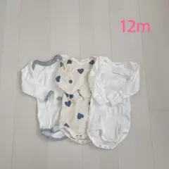 プチバトー　長袖ボディ3枚組　12m