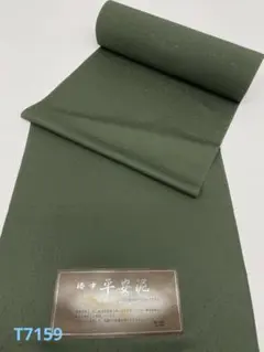 色無地 平安泥染 紋意匠 八掛付き 老竹色 正絹 反物