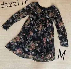 dazzlin 花柄 長袖ワンピース ブラック Mのサムネイル