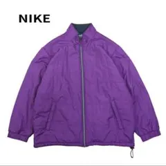 00s NIKE 中綿 ブルゾン ナイロン スウッシュ ロゴ 刺繍 パープル L