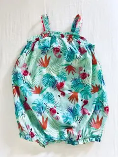 美品☆H&M ロンパース 74 フラミンゴ 　ボタニカル　ノースリーブ