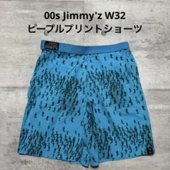 00s 90s Jimmy'z ベルクロ ショートパンツ ピープルプリント 32のサムネイル