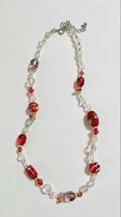 ネックレス ガラス 赤