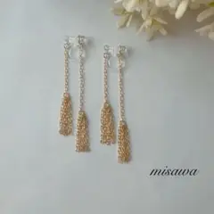 ピアス風・チェーンタッセルイヤリング
