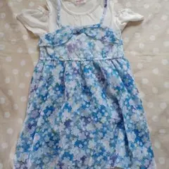 130 花柄シフォンワンピース　肩開き