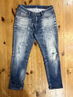 DIESEL RIZZO denim +sweat ダメージ加工デニムパンツのサムネイル