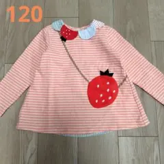 最終価格★美品・ベイビーチアー　いちご　ボーダートレーナー（ピンク）　120