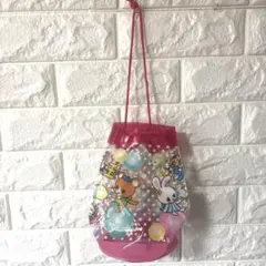 プールバッグ型レトロ柄ミニポーチ