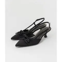 ￼ 【新品】RANDA ダブルリボンバックストラップパンプス ブラック　22.5