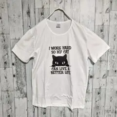 【ラスト1点❣️】　人気　猫　プリント　Tシャツ　イラスト　XL　ホワイト
