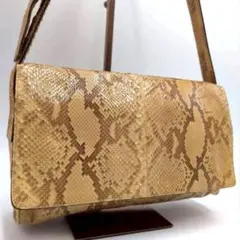 【希少】PRADA プラダ パイソン ショルダー クロスボディバッグ ベージュ