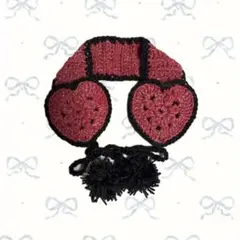 イヤーマフ　耳当て　ブラック　編み物　レッド　赤