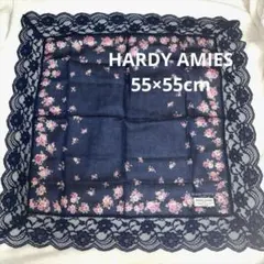 HARDY AMIES 花柄ハンカチ　レース ひざ掛け　約55×55cmのサムネイル