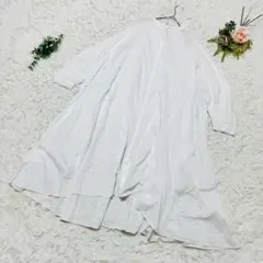 【サマンサモスモス】❣️長袖シャツワンピース❣️ロングシャツ フレア ボタン 白 F