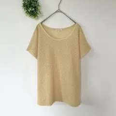 サンカンシオン［M］美品◎大人ナチュラル◎透け感涼し気◎ドットジャガードトップスのサムネイル