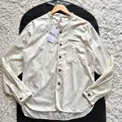 美品　MHL SOFT HOPSACK バンドカラー　シャツ アイボリー L