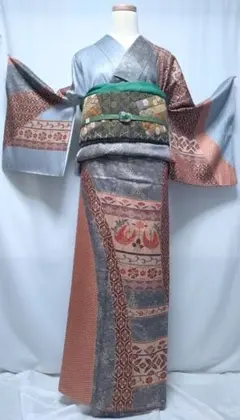 仕立て上がり仕付け糸付未着用☆トールサイズ訪問着５点セット《亀甲鳳凰抽象花文様》