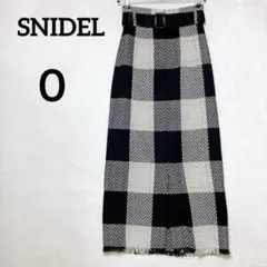 スナイデル ツイード ロング スカート ベルト付き『0』黒 チェック柄 裏地あり
