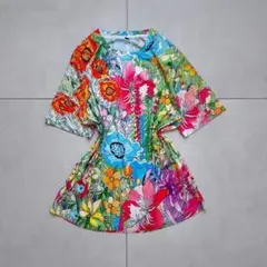 ヴィンテージ レトロ 総柄シャツ 花柄 華やか カラフル 派手 個性 カジュアルのサムネイル