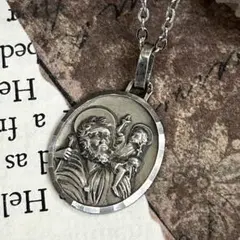 1930s～ ヴィンテージ 聖クリストフォロス ネックレス フランス 銀製コイン